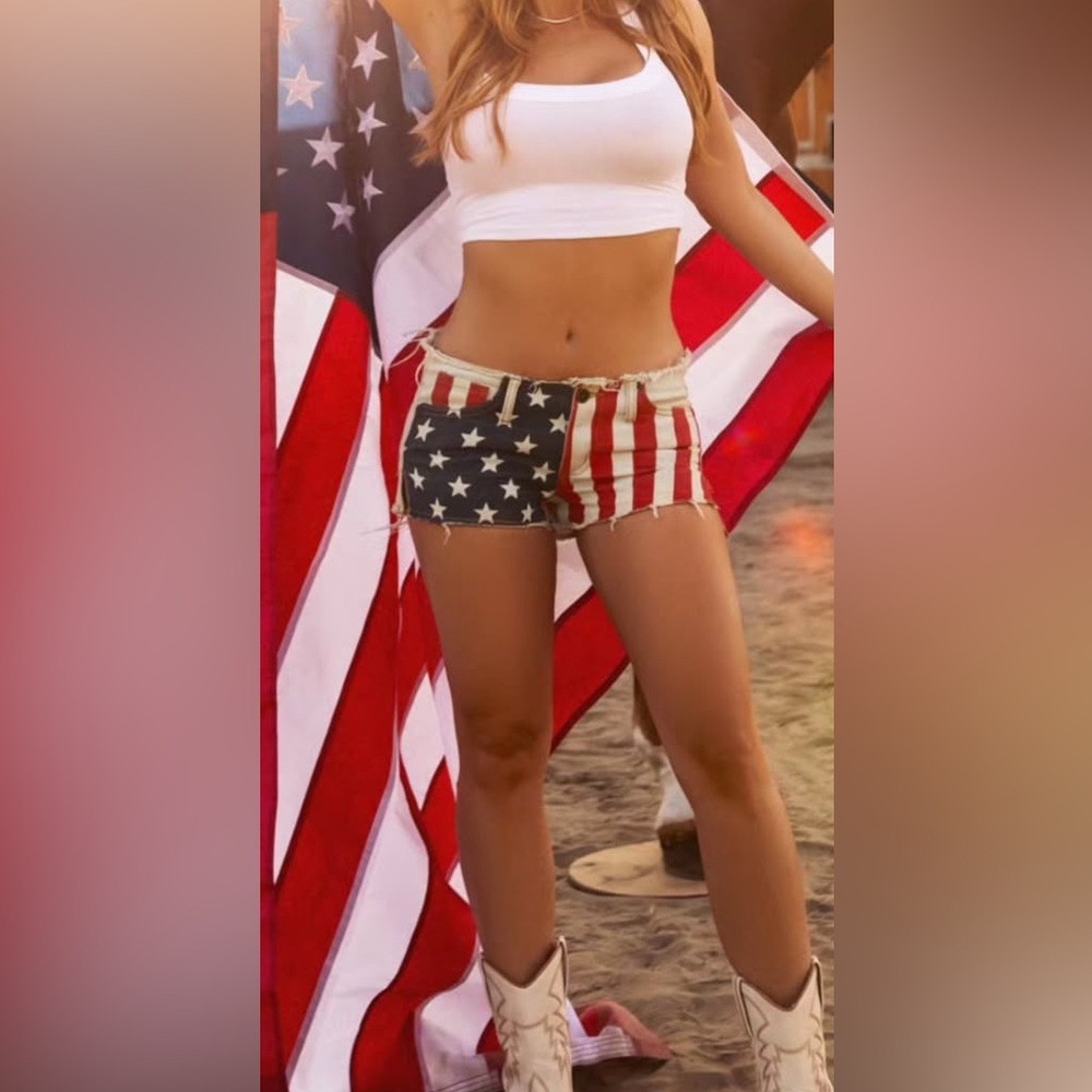 Women's American Flag Denim Shorts